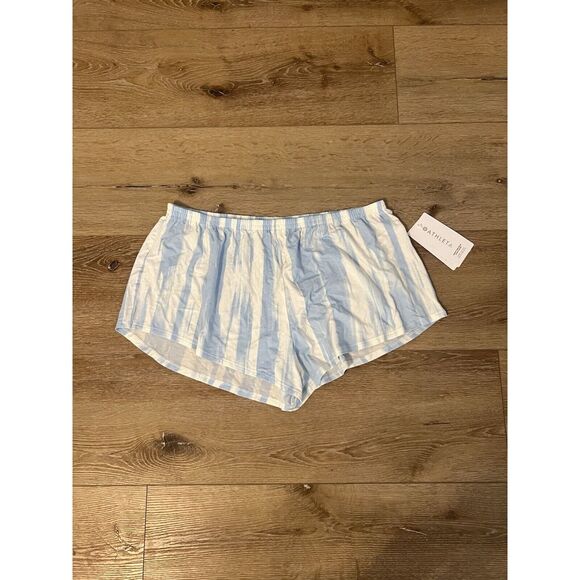 Athleta womens White Blue Striped Nighttime Bliss Sleep Short Size Large NWT - Picture 1 of 3